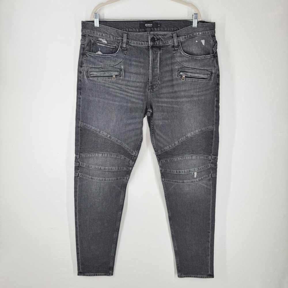 Hudson Blinder Gray Biker Moto Style Skinny Jeans Men’s Size 38